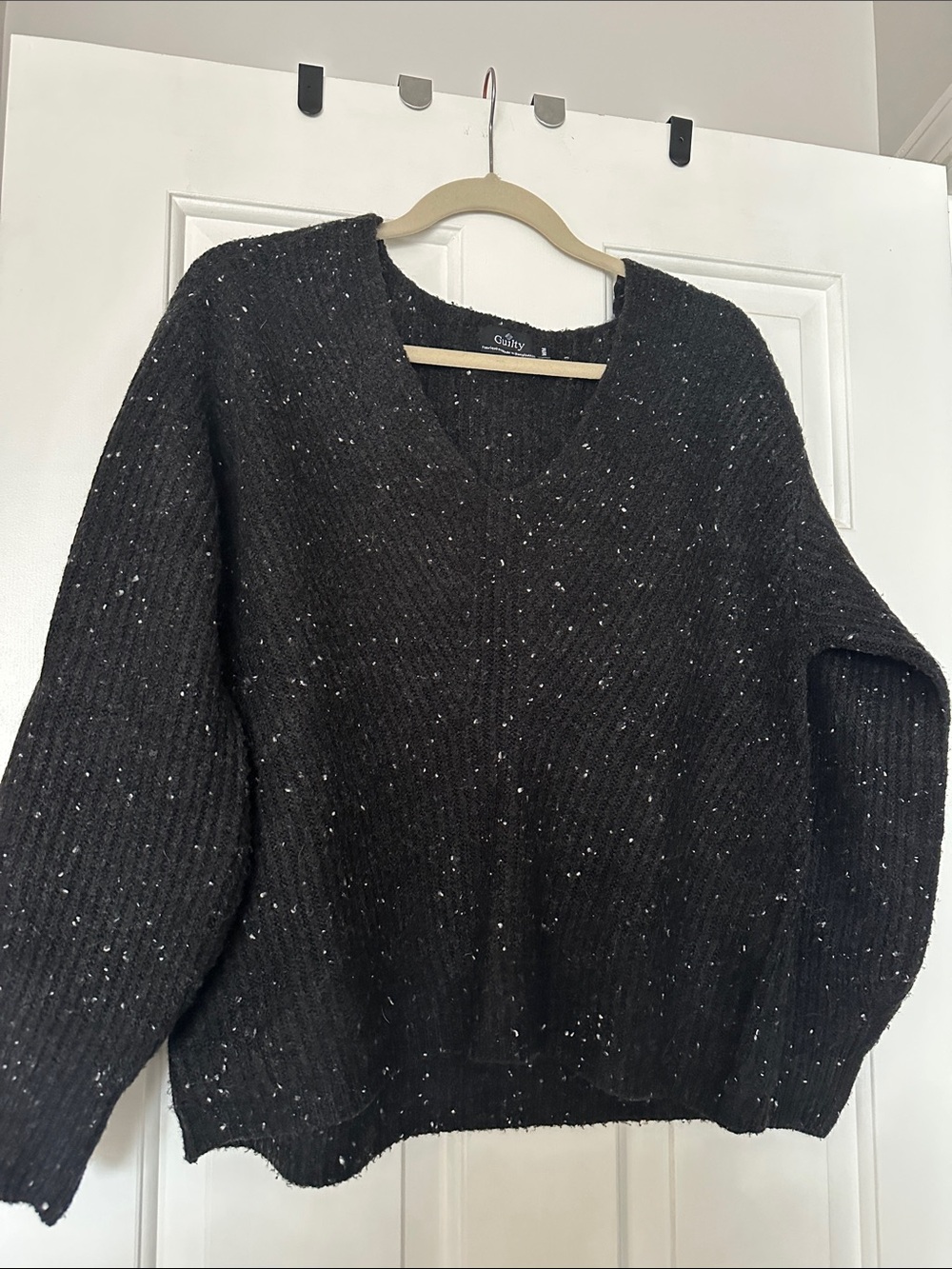 Cozy Black Speckled V-Neck Sweater